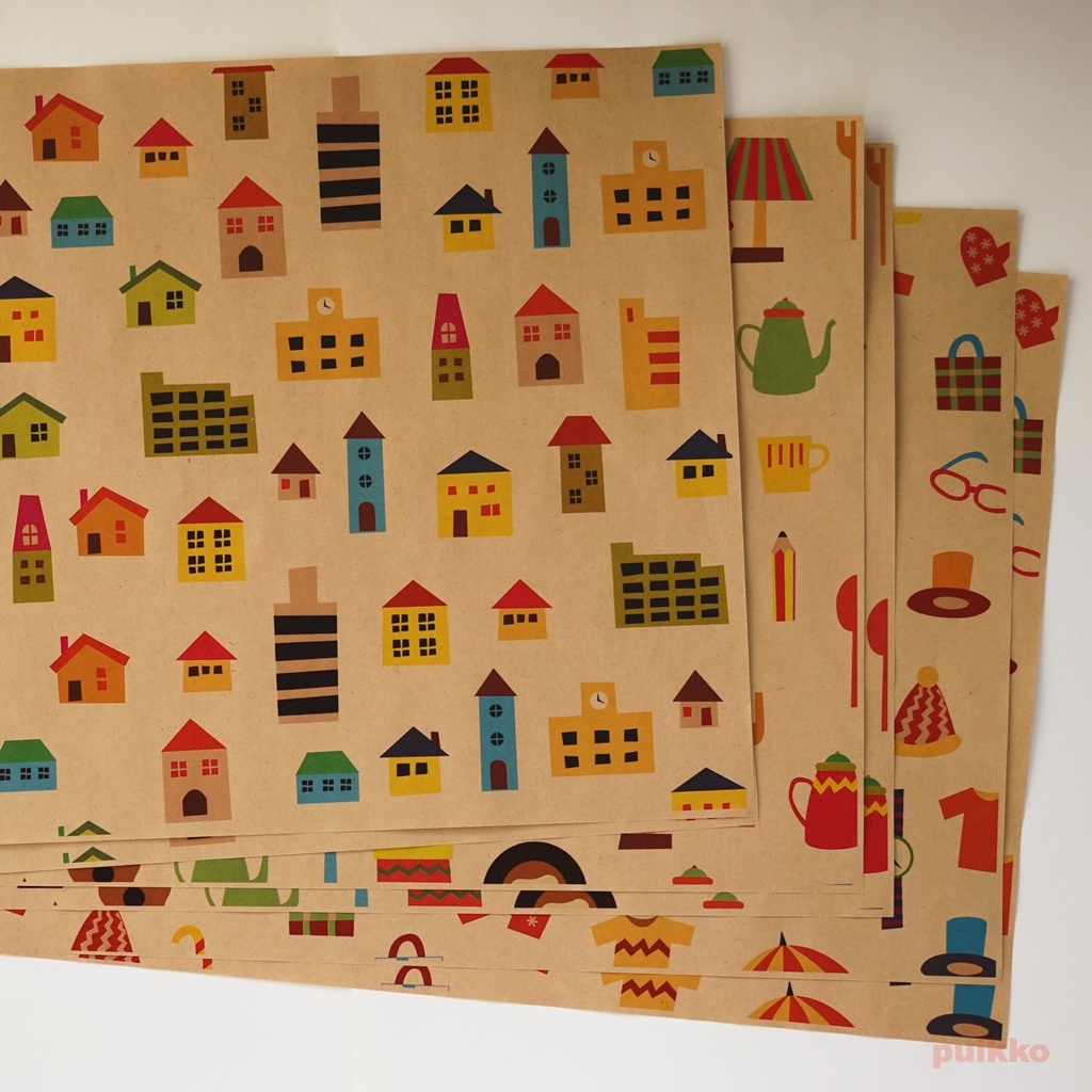 紙製ブックカバー　北欧風イラスト2（カラー）　A3判