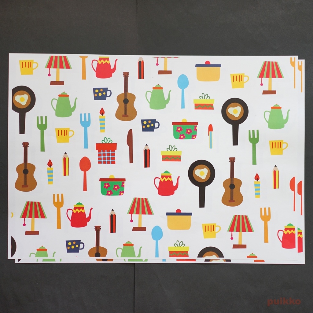 紙製ブックカバー 北欧風イラスト2(カラー) A3判