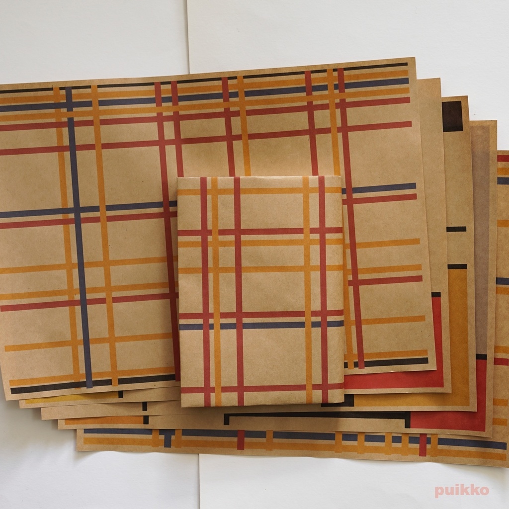 紙製ブックカバー モンドリアン柄(カラー)(5枚セット)