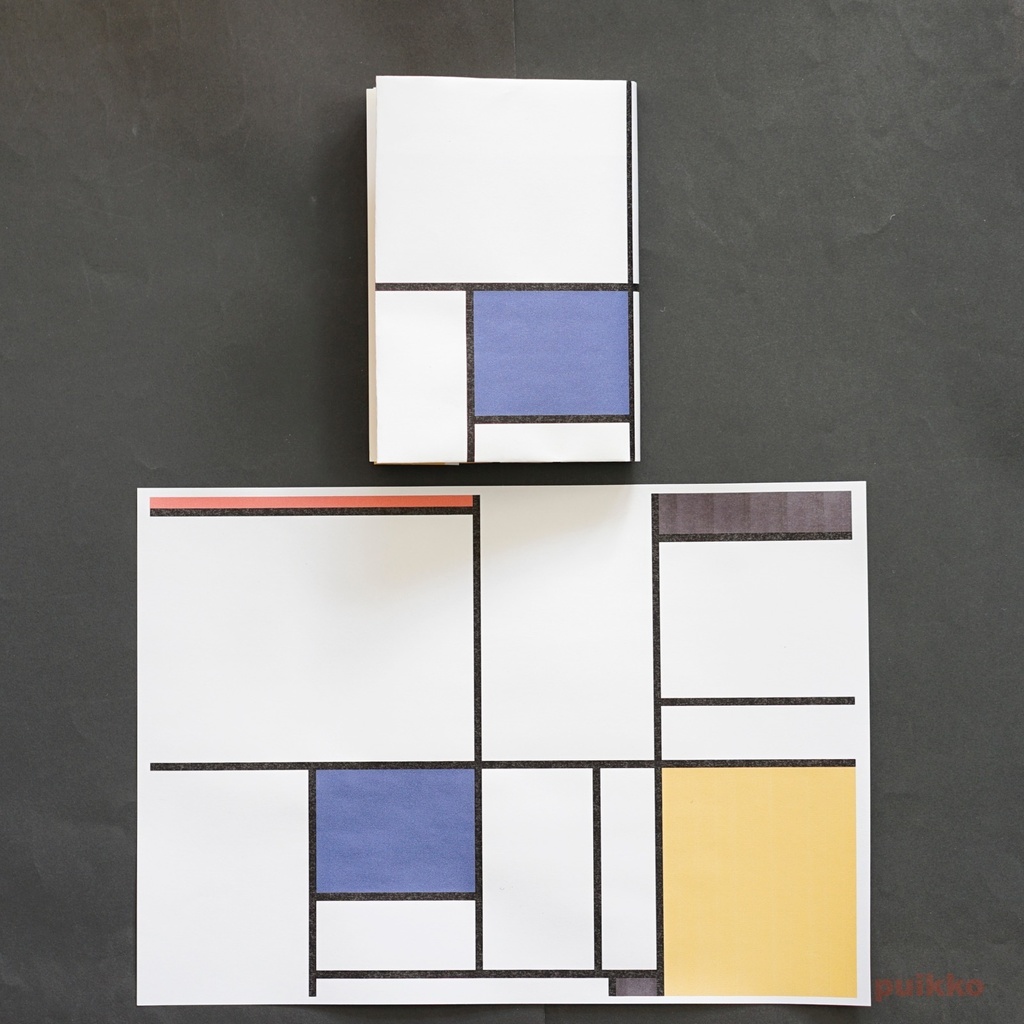 紙製ブックカバー モンドリアン柄(カラー)(5枚セット)