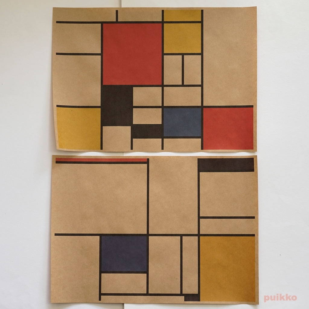 紙製ブックカバー モンドリアン柄(カラー)(5枚セット)