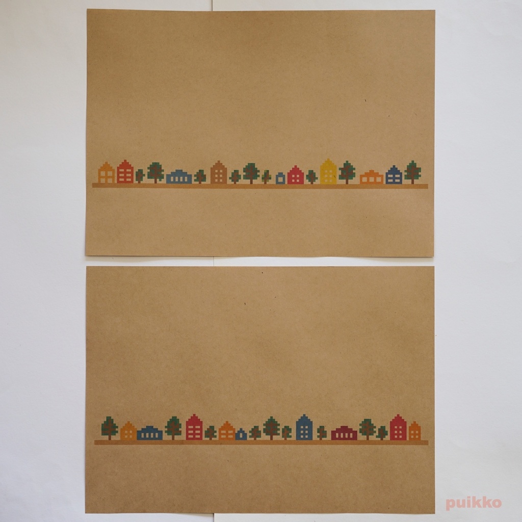 紙製ブックカバー ドット絵・街並み(カラー)(5枚セット)