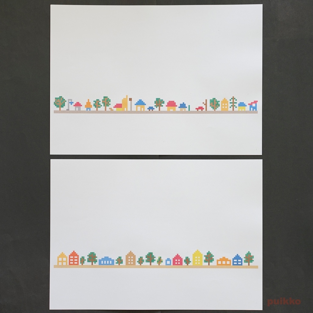 紙製ブックカバー ドット絵・街並み(カラー)(5枚セット)