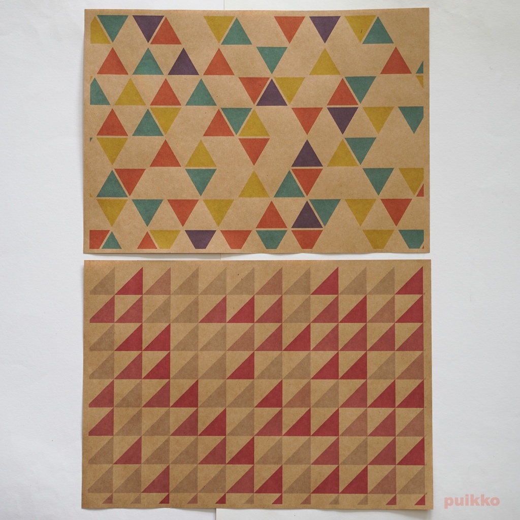 紙製ブックカバー 三角形のデザイン(カラー)(5枚セット)