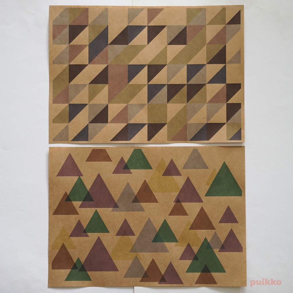 紙製ブックカバー 三角形のデザイン(カラー)(5枚セット)