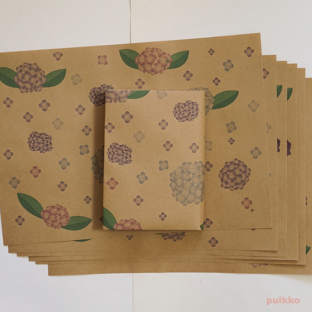 紙製ブックカバー 紫陽花(カラー)(6枚セット)
