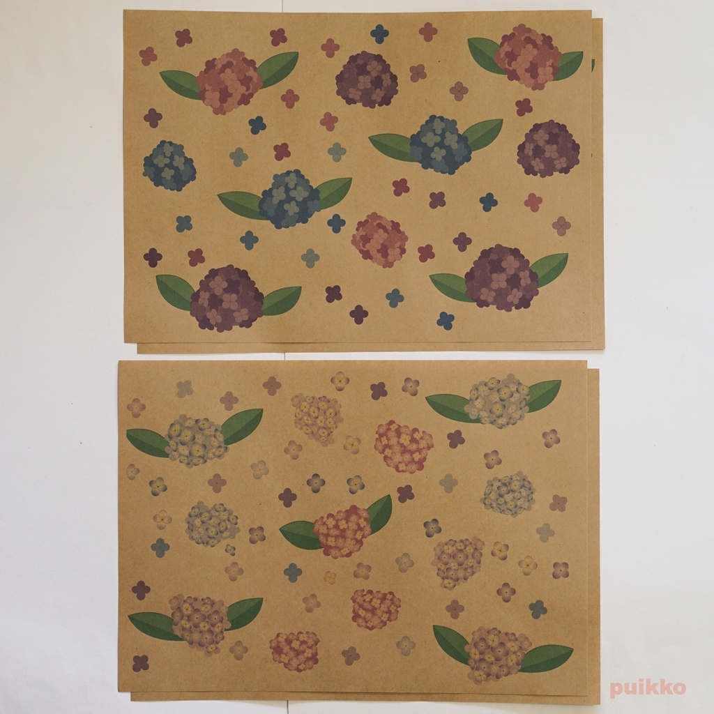 紙製ブックカバー 紫陽花(カラー)(6枚セット)