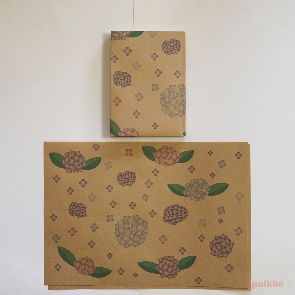 紙製ブックカバー 紫陽花(カラー)(6枚セット)