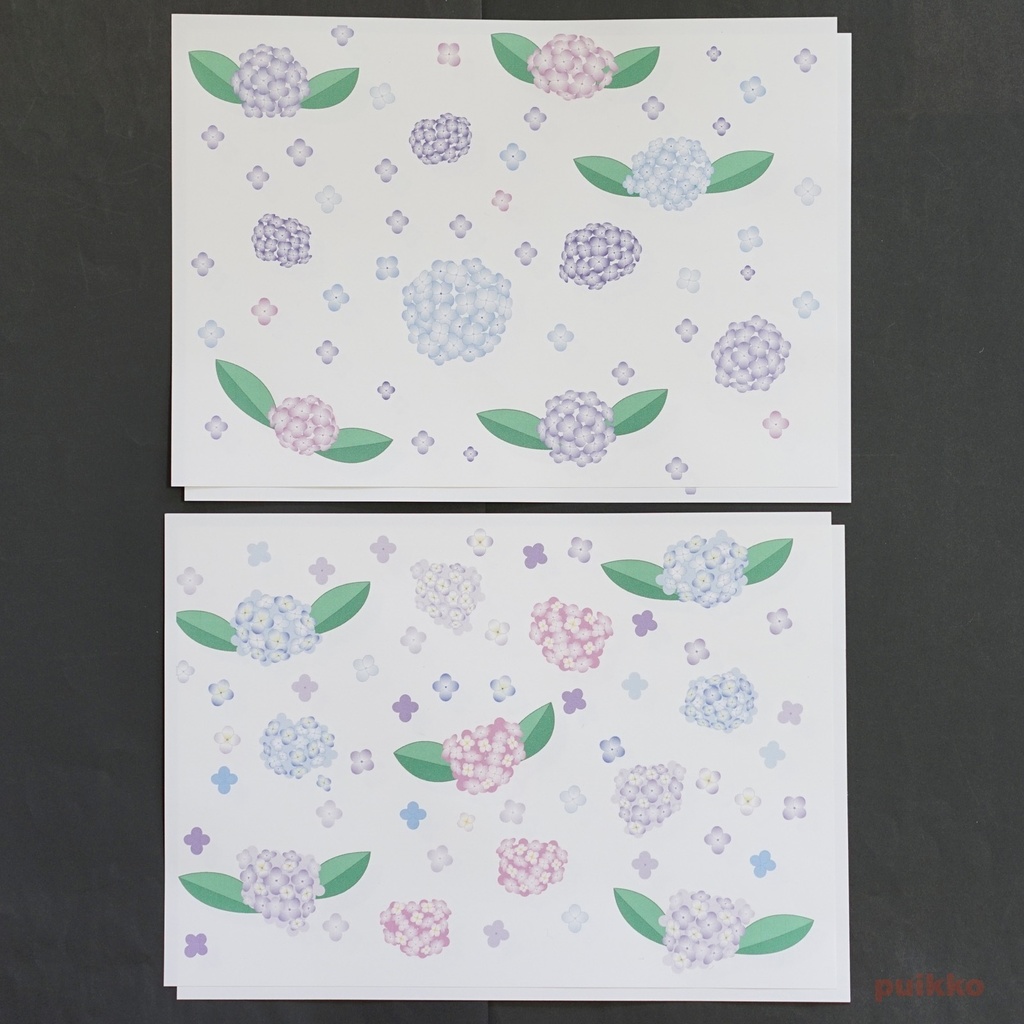 紙製ブックカバー 紫陽花(カラー)(6枚セット)