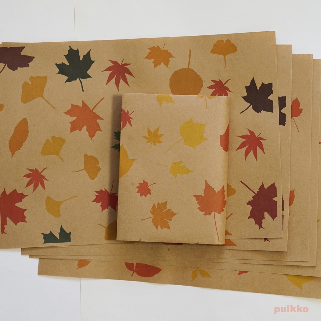 紙製ブックカバー　紅葉（カラー）（6枚セット）