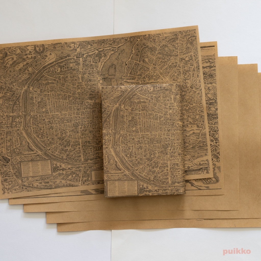 紙製ブックカバー　パリ古地図2（5枚セット）