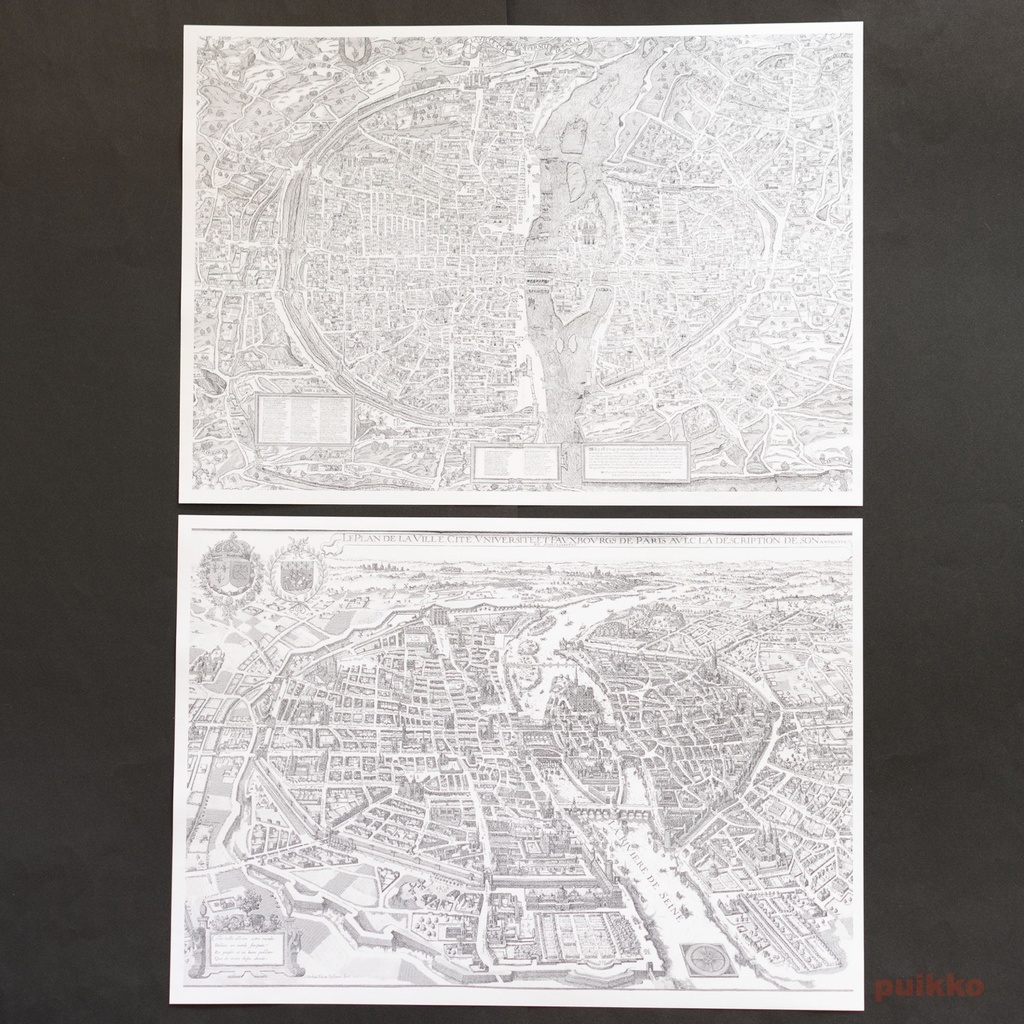 紙製ブックカバー パリ古地図2(5枚セット)