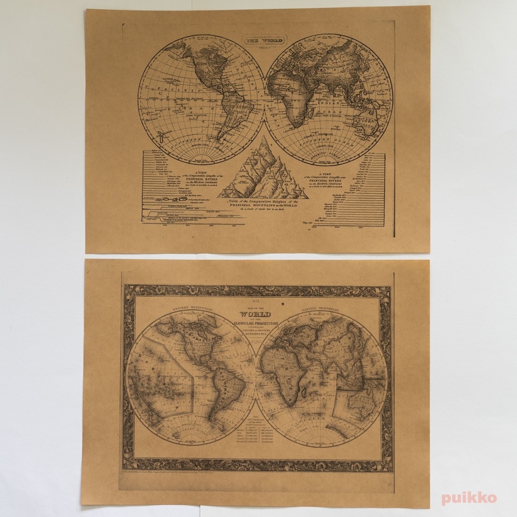 紙製ブックカバー 古地図3(モノクロ)(5枚セット)