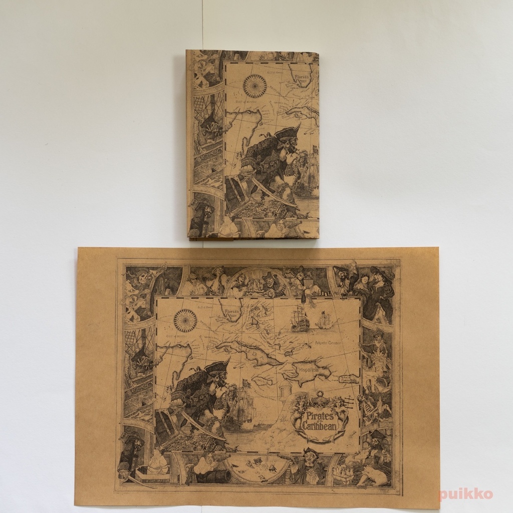 紙製ブックカバー 古地図3(モノクロ)(5枚セット)