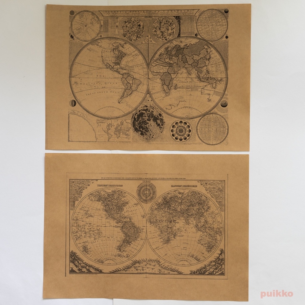 紙製ブックカバー 古地図3(モノクロ)(5枚セット)