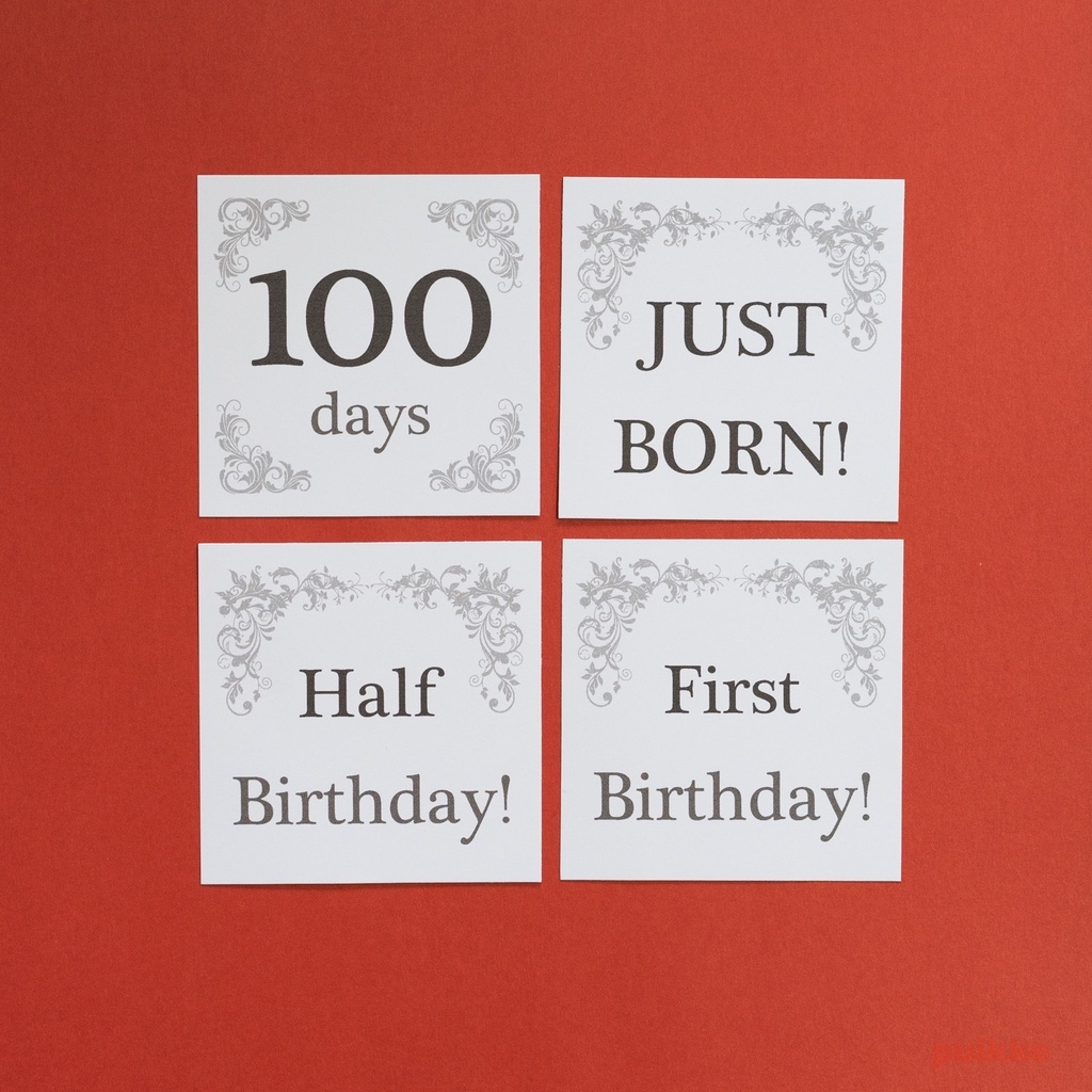 ベビーマンスリーカード 花の飾り罫(ましかく)