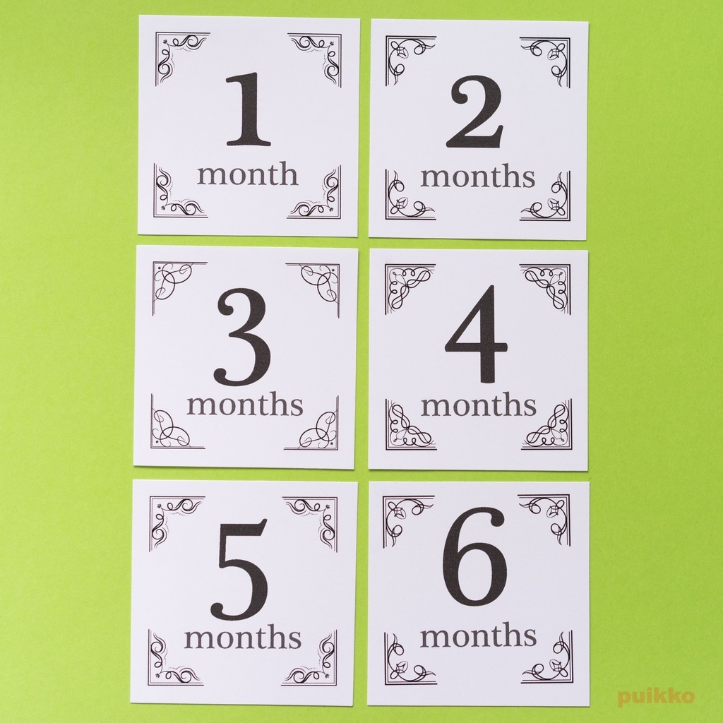 ベビーマンスリーカード レトロ飾り罫(ましかく)