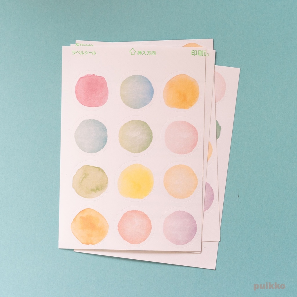 丸シール30mm 水彩サークル