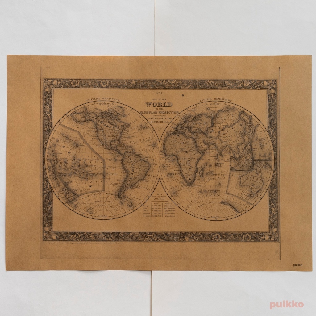 紙製ブックカバー 古地図3 A3判(モノクロ)