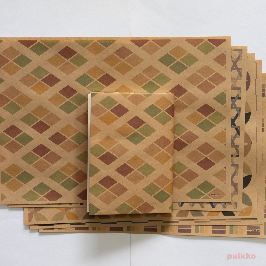 紙製ブックカバー　アースカラー　和柄（カラー）（5枚セット）