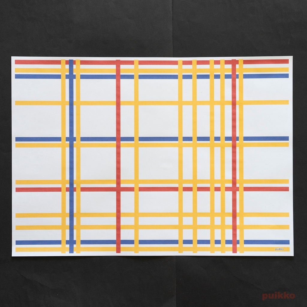 紙製ブックカバー モンドリアン柄(カラー) A3判(5枚セット)