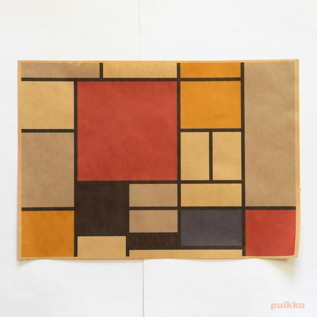 紙製ブックカバー モンドリアン柄(カラー) A3判(5枚セット)