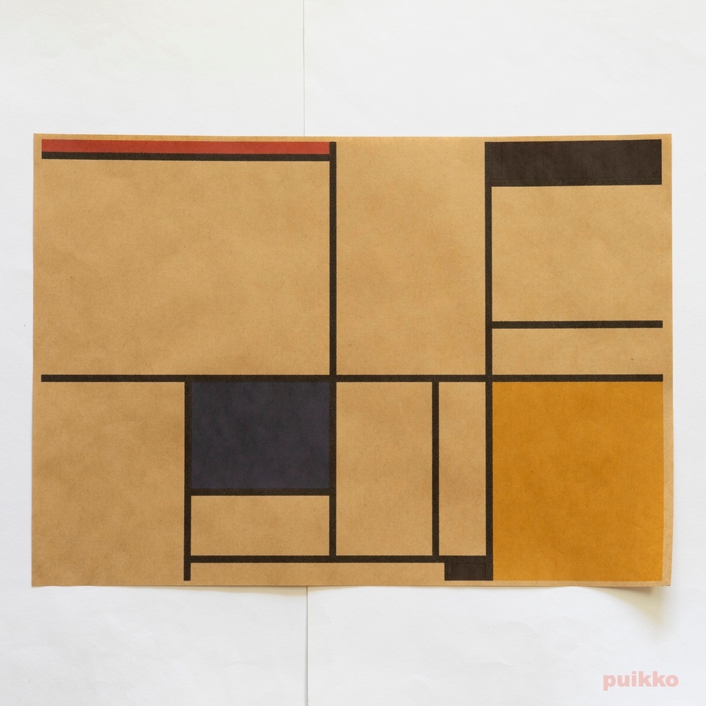 紙製ブックカバー モンドリアン柄(カラー) A3判(5枚セット)