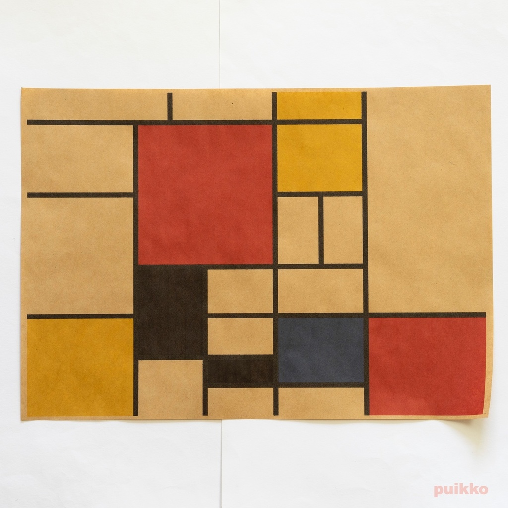 紙製ブックカバー モンドリアン柄(カラー) A3判(5枚セット)