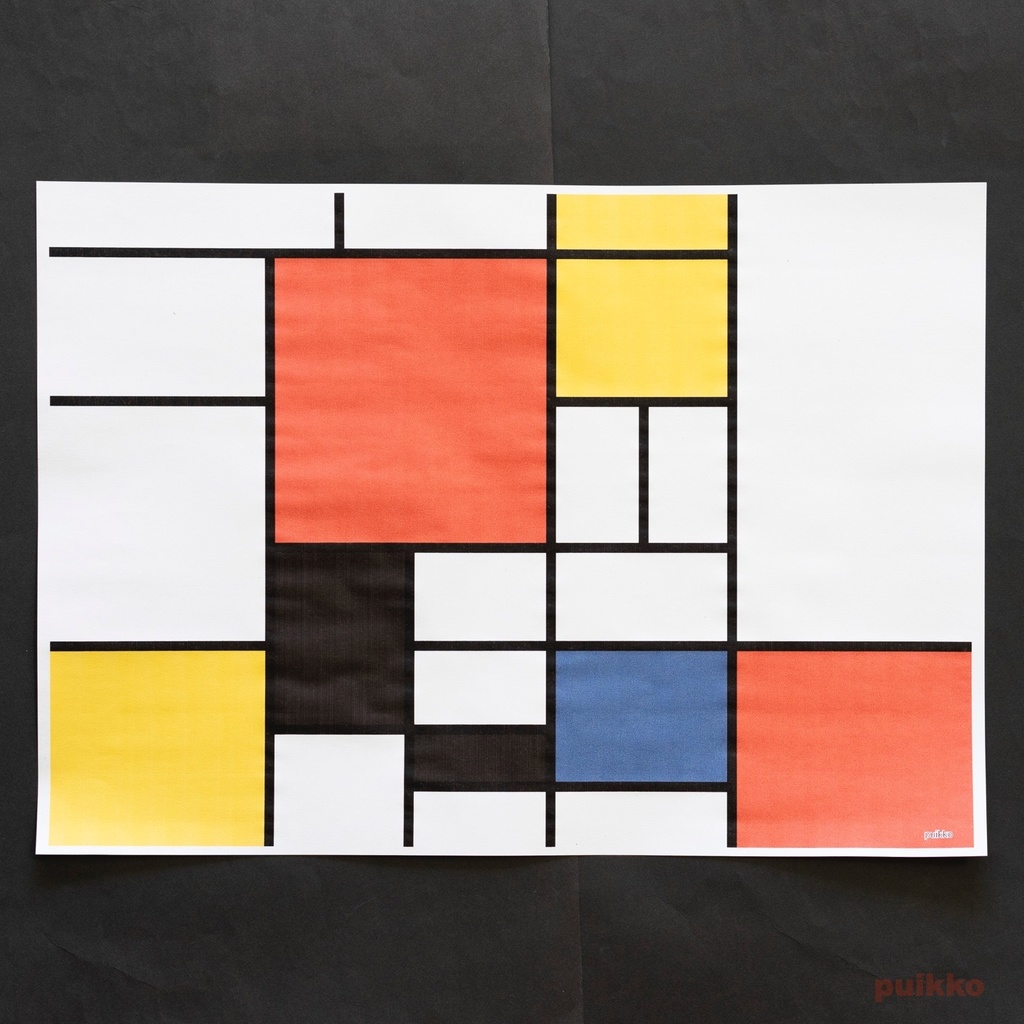 紙製ブックカバー モンドリアン柄(カラー) A3判(5枚セット)