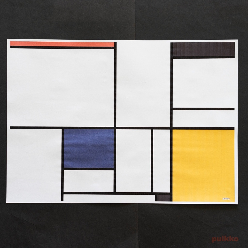 紙製ブックカバー モンドリアン柄(カラー) A3判(5枚セット)