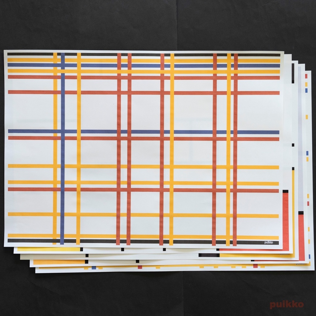 紙製ブックカバー モンドリアン柄(カラー) A3判(5枚セット)