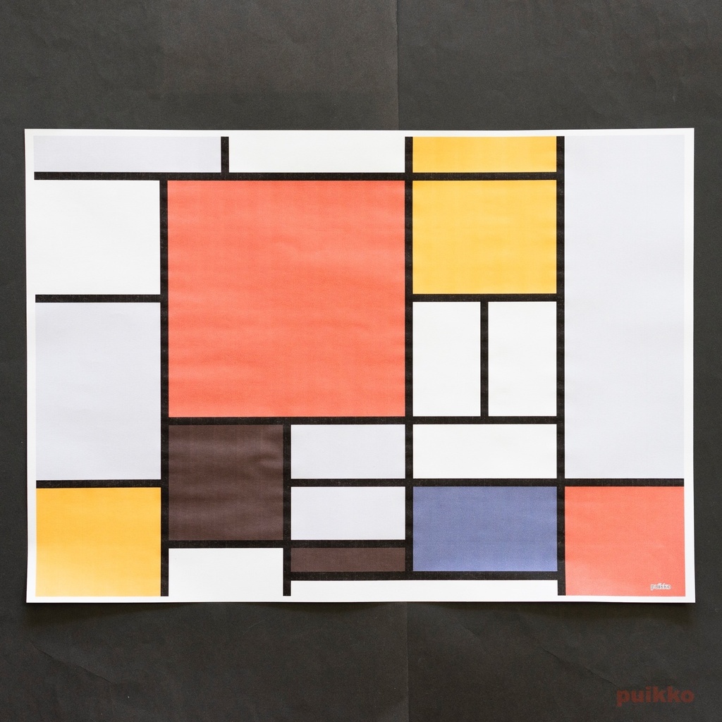 紙製ブックカバー モンドリアン柄(カラー) A3判(5枚セット)