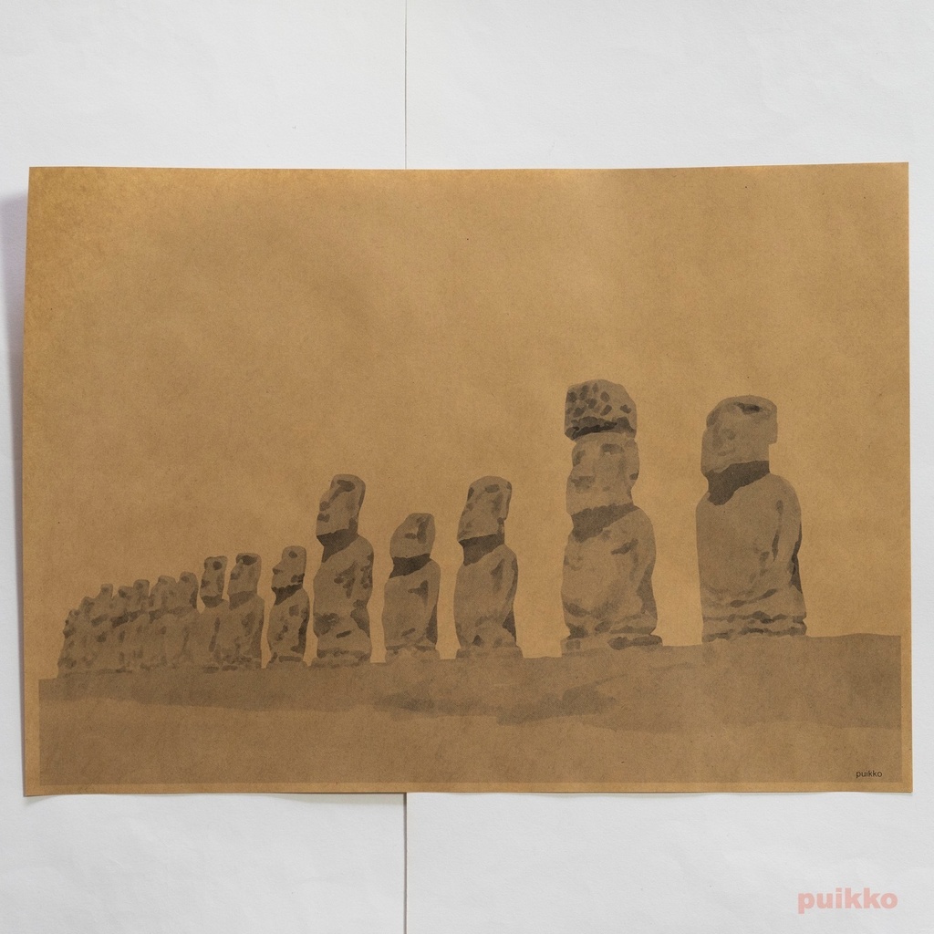 紙製ブックカバー モアイ像 A3判(5枚セット)