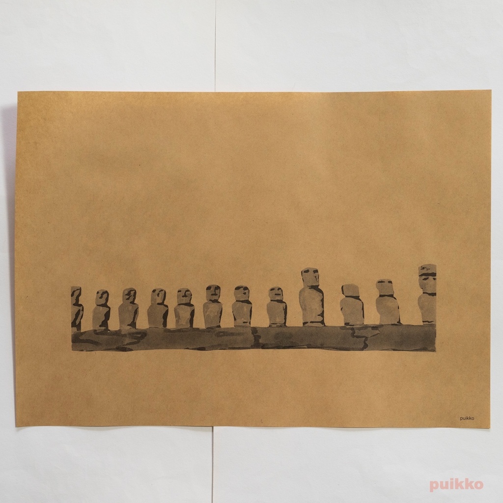 紙製ブックカバー モアイ像 A3判(5枚セット)