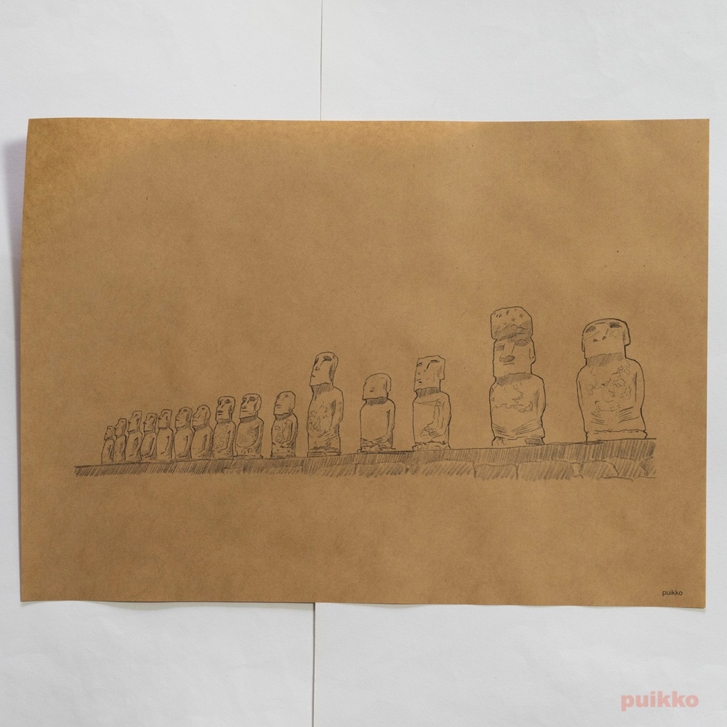 紙製ブックカバー モアイ像 A3判(5枚セット)