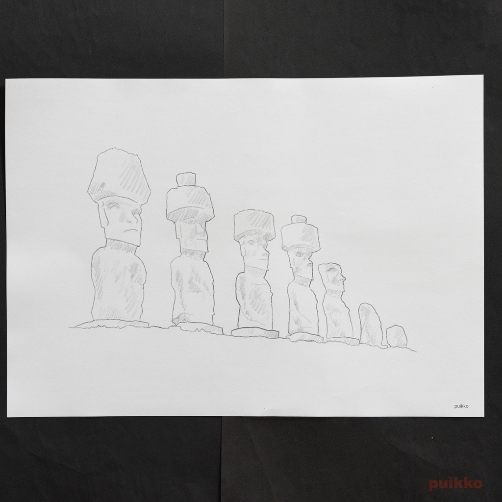 紙製ブックカバー モアイ像 A3判(5枚セット)