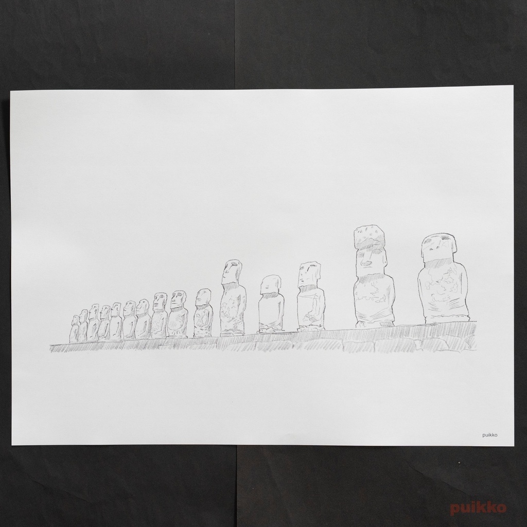 紙製ブックカバー モアイ像 A3判(5枚セット)