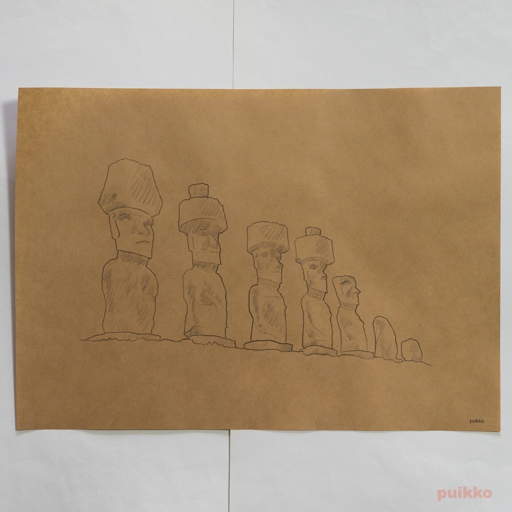 紙製ブックカバー モアイ像 A3判(5枚セット)