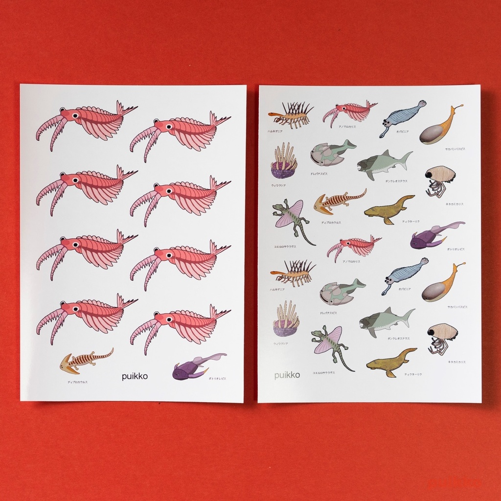 耐水透明シール 古生代の生物&アノマロカリス2(A6×2枚)