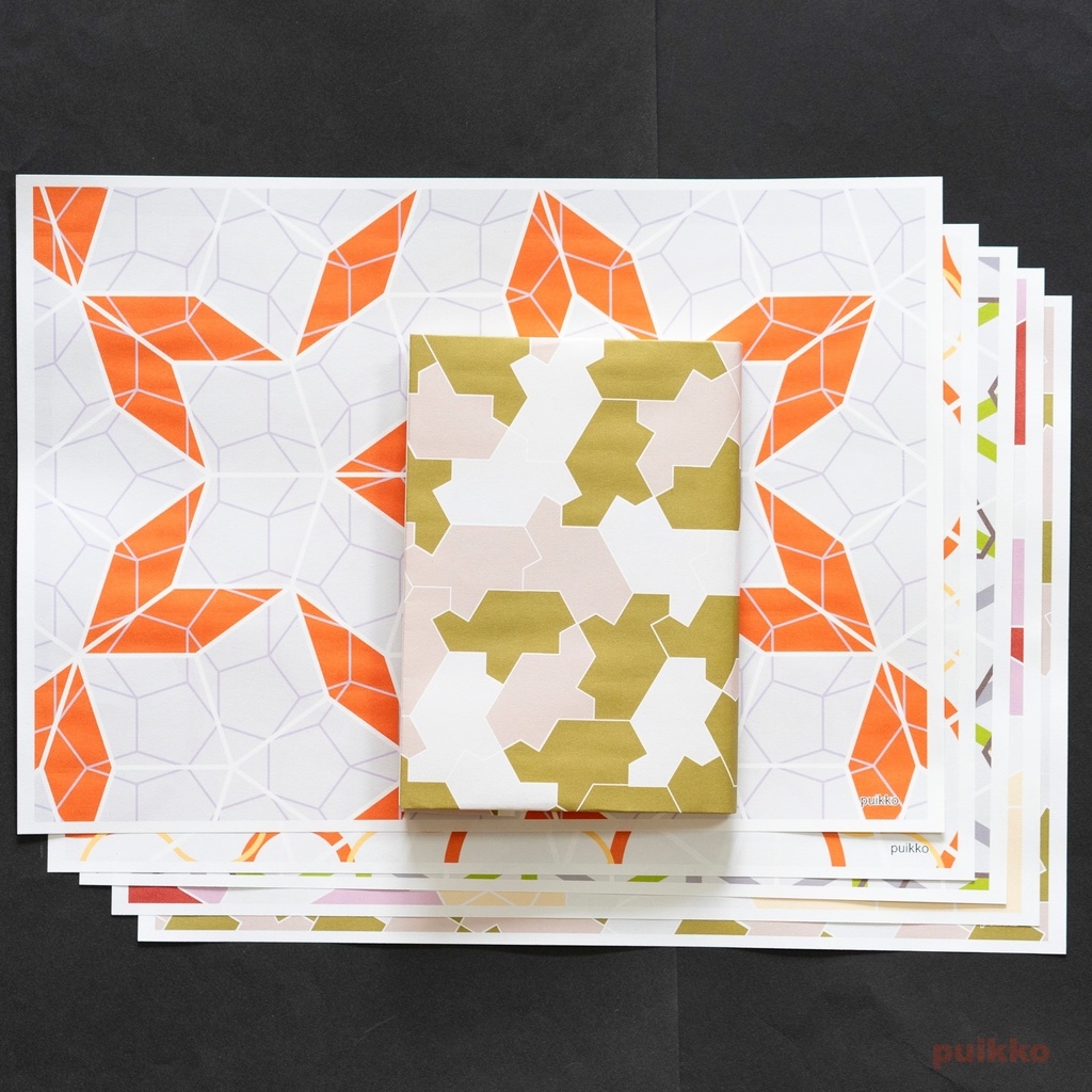 紙製ブックカバー 非周期タイル(カラー)(5枚セット)