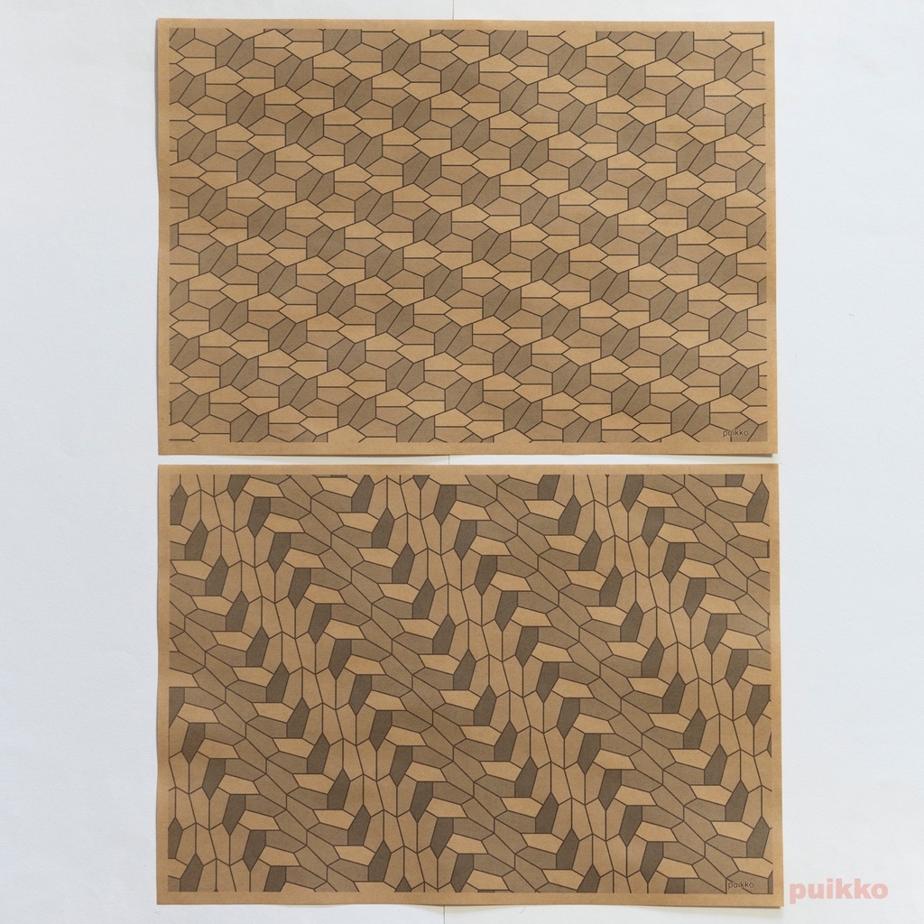 紙製ブックカバー 五角形のタイル(モノクロ)(5枚セット)