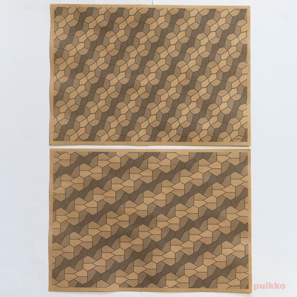 紙製ブックカバー 五角形のタイル(モノクロ)(5枚セット)