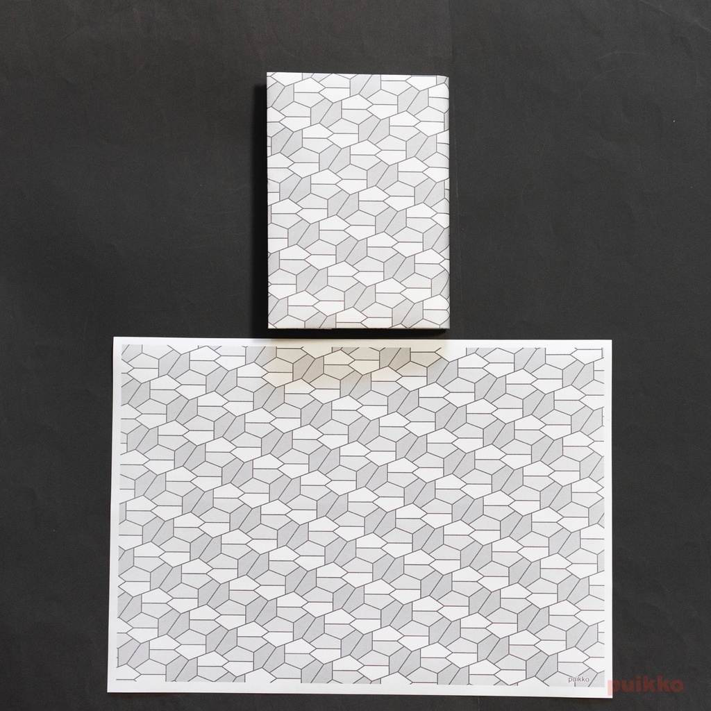 紙製ブックカバー 五角形のタイル(モノクロ)(5枚セット)