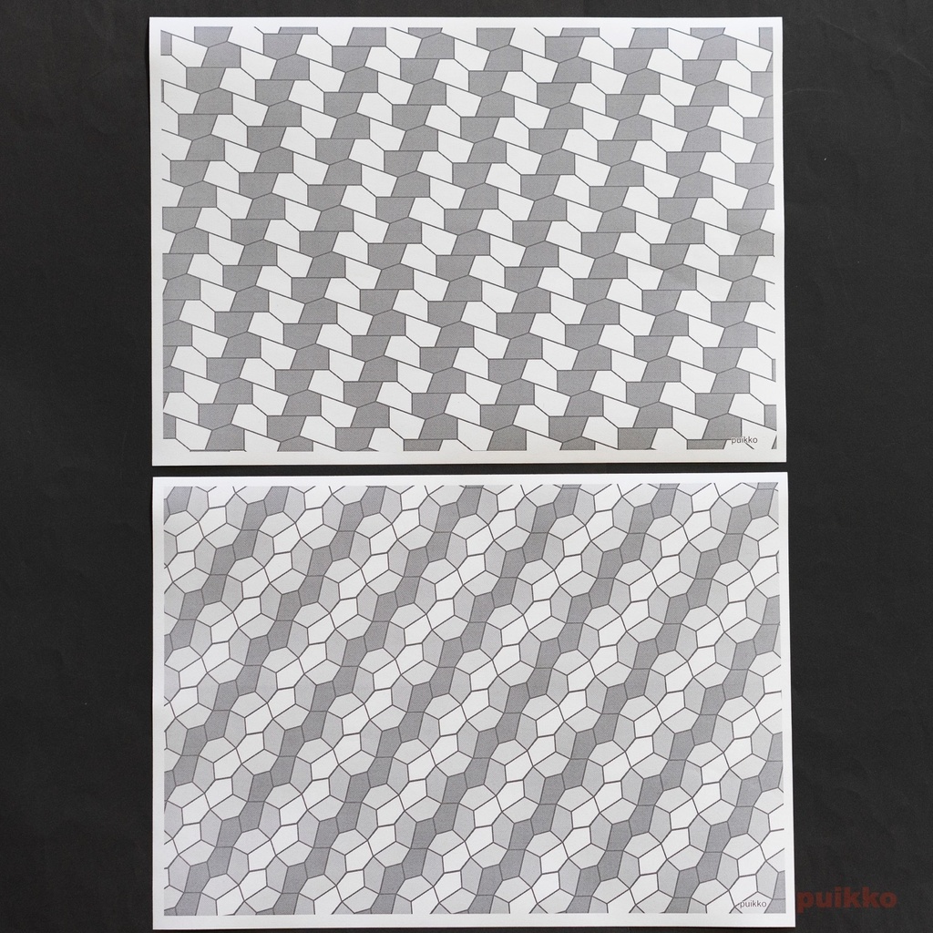 紙製ブックカバー 五角形のタイル(モノクロ)(5枚セット)