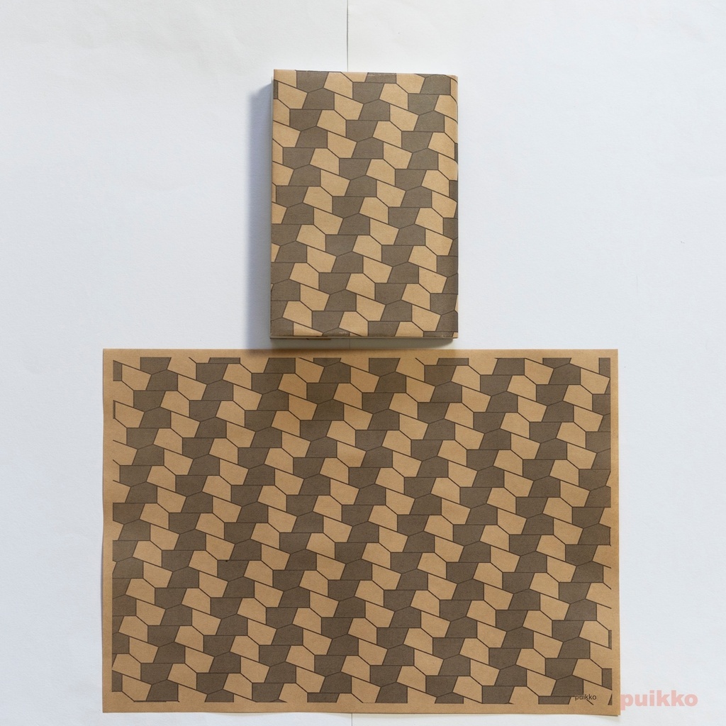 紙製ブックカバー 五角形のタイル(モノクロ)(5枚セット)