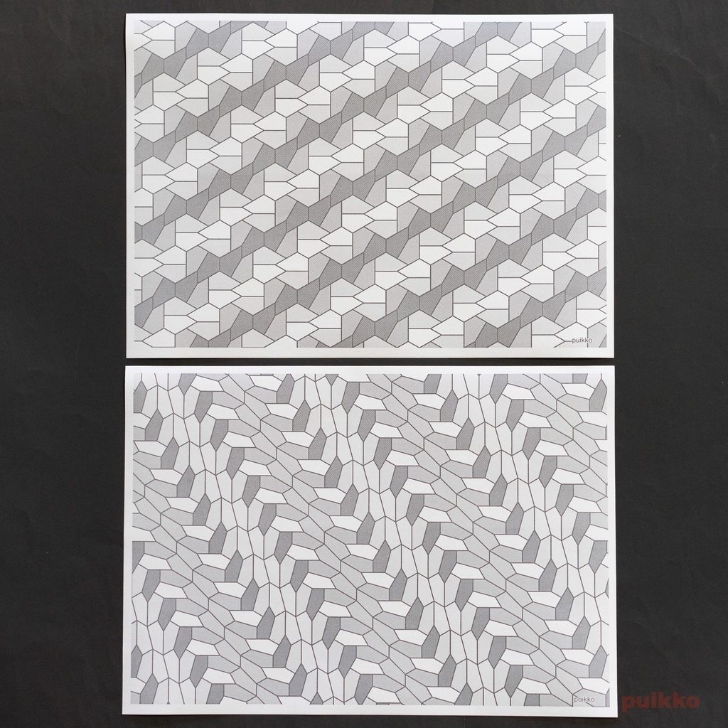 紙製ブックカバー 五角形のタイル(モノクロ)(5枚セット)