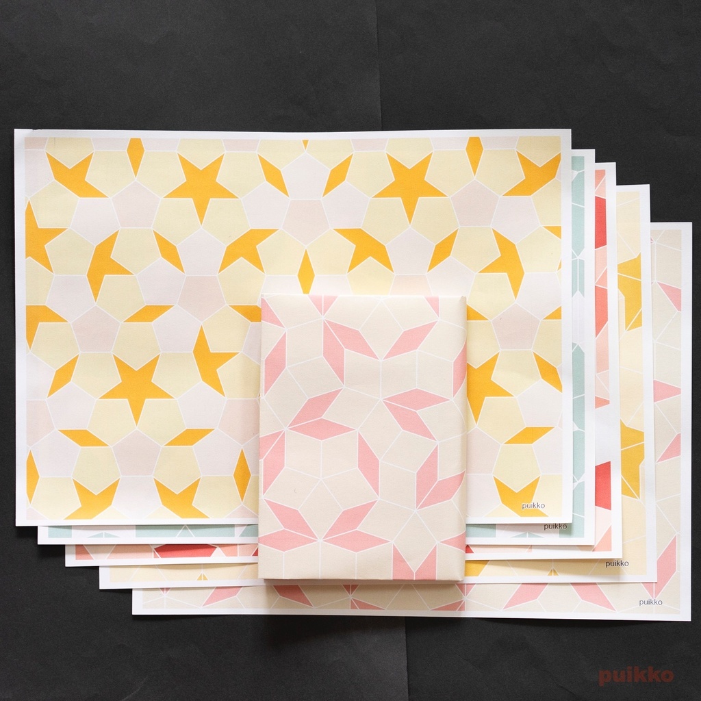 紙製ブックカバー ペンローズ・タイル(カラー)(5枚セット)