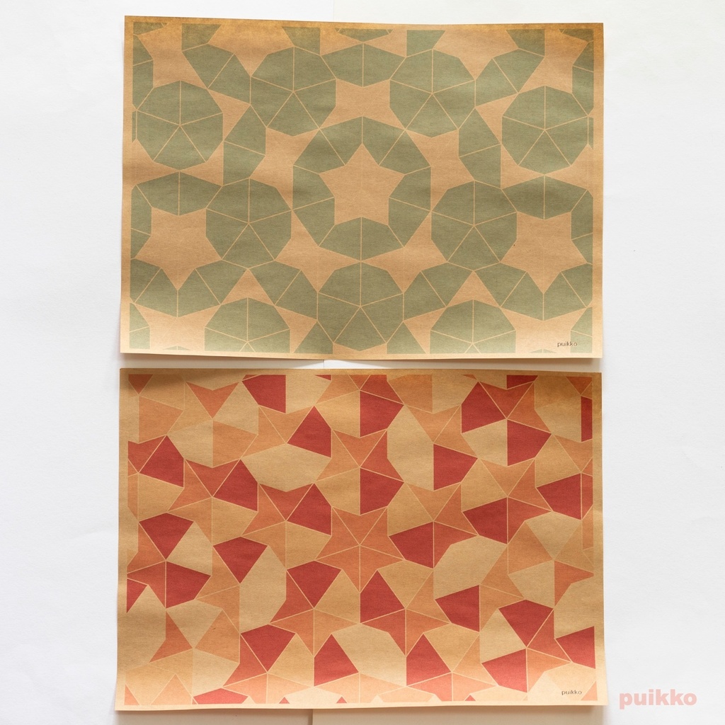 紙製ブックカバー ペンローズ・タイル(カラー)(5枚セット)