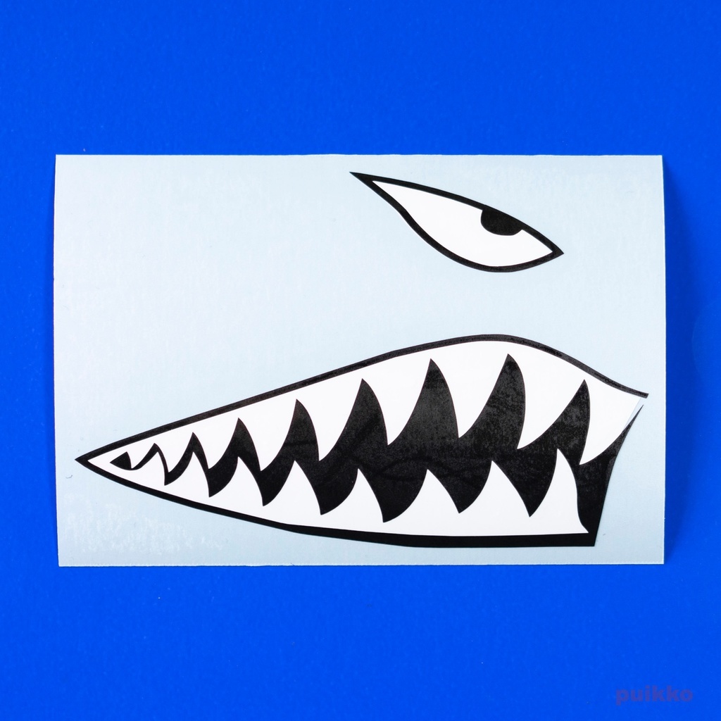 ステッカー　ノーズアート　シャークマウス　右向き（重ね貼りタイプ）