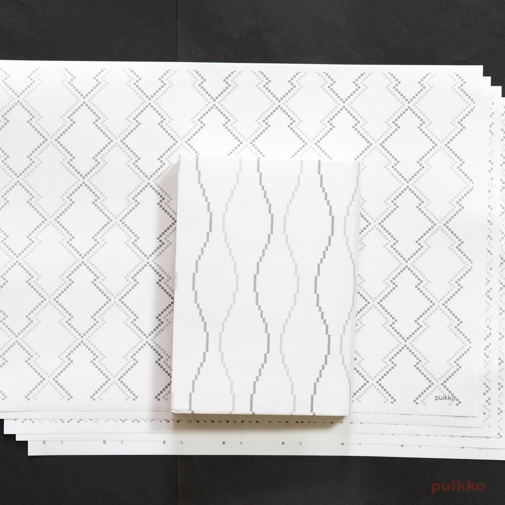 紙製ブックカバー 和柄パターン・ドット2(モノクロ)(5枚セット)